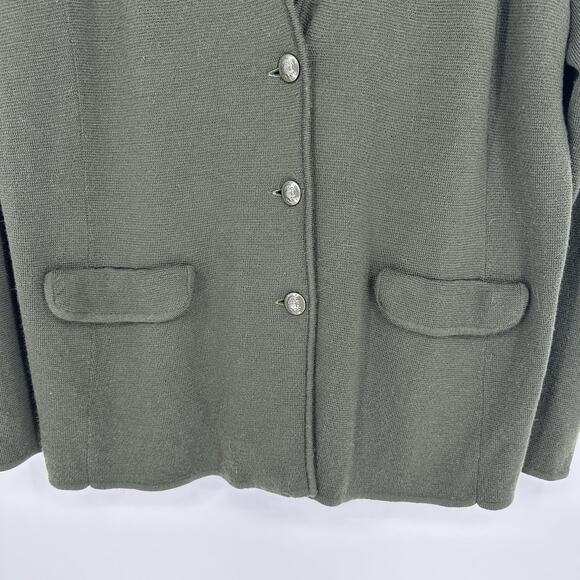 Talbots Blazer Womens 2X Dark Green Pure Merino Wool Knit Sweater Jacket Plus - Picture 4 of 8